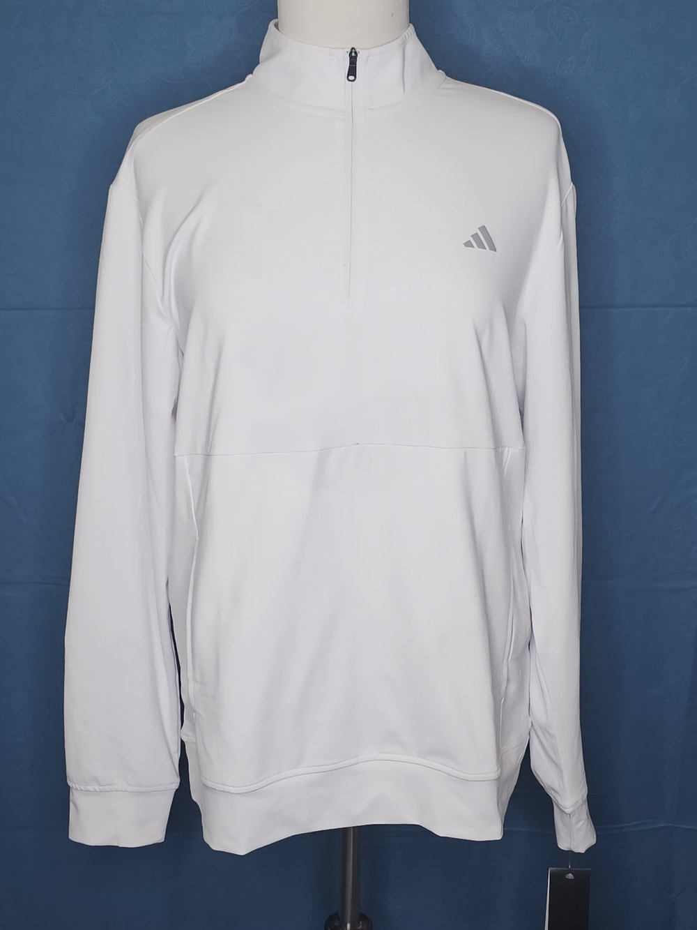 Adidas Men’s White Quarter-Zip Performance Pullover